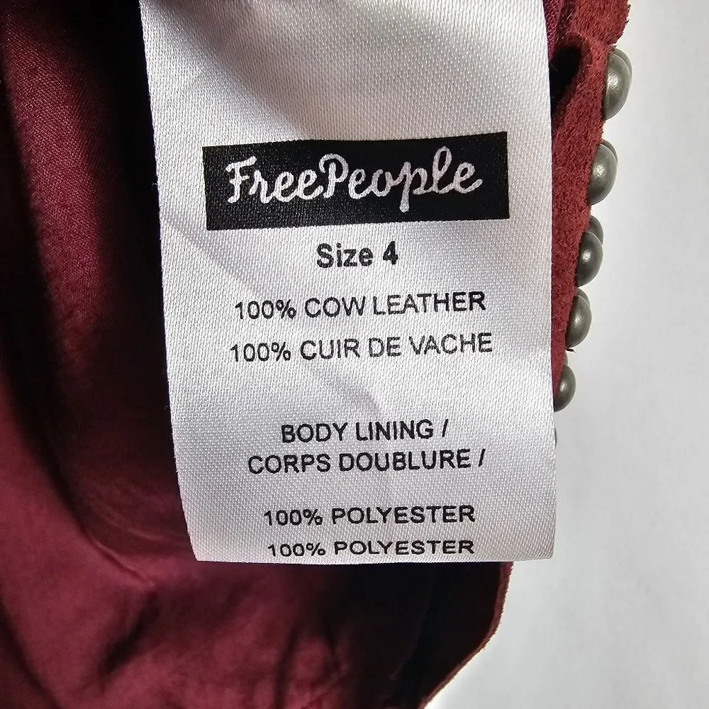 NWT Free People Studded Skirt in Wine - Size 4